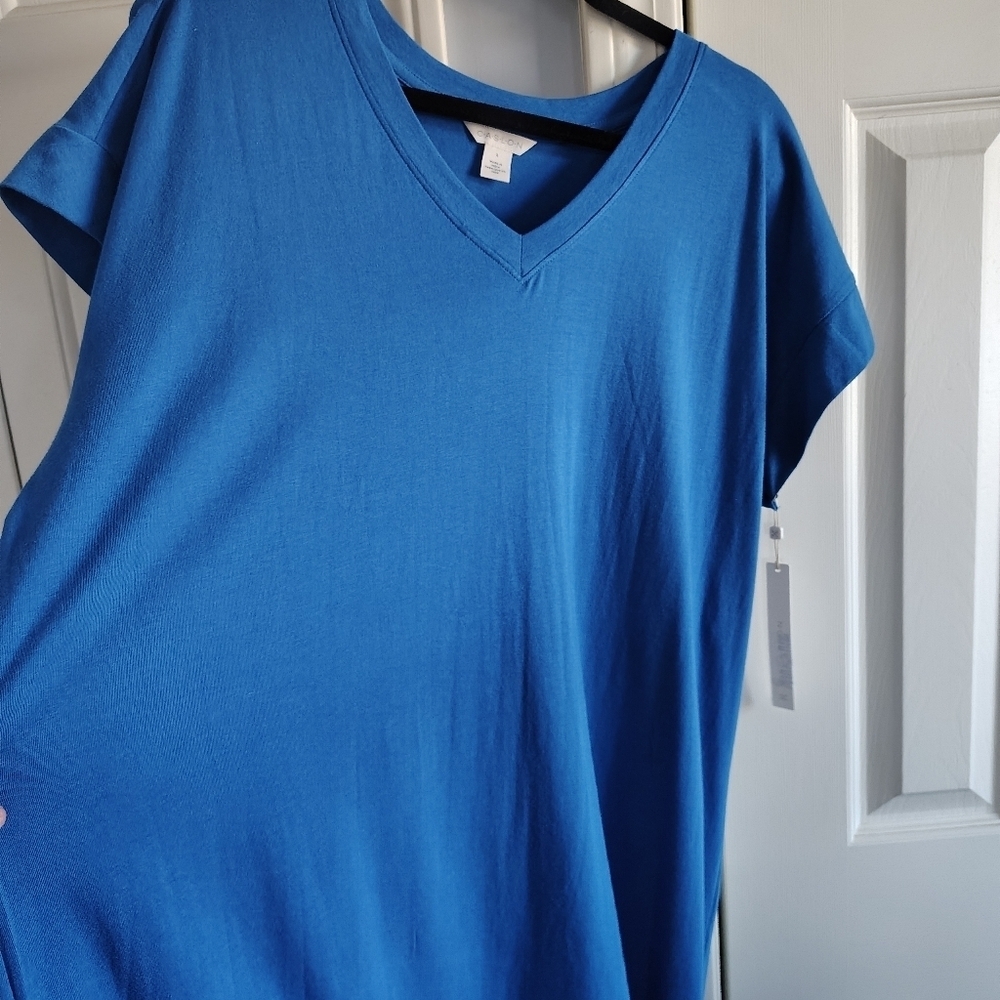 Carlson V-Neck T-Shirt Dress Blue Marmara L - Picture 3 of 10